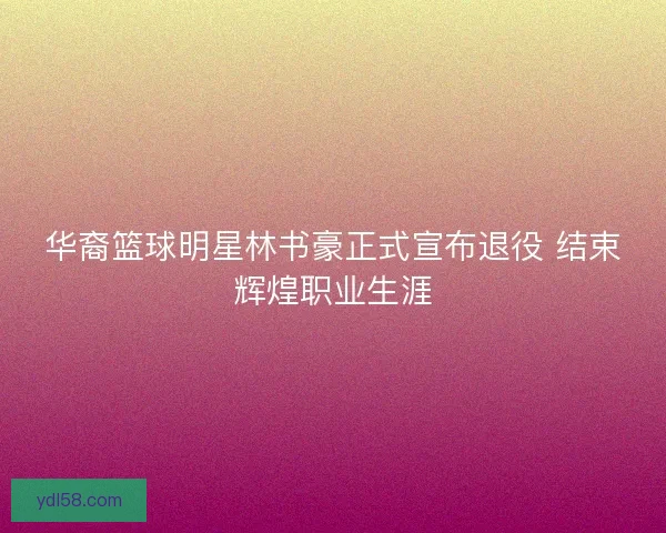 华裔篮球明星林书豪正式宣布退役 结束辉煌职业生涯